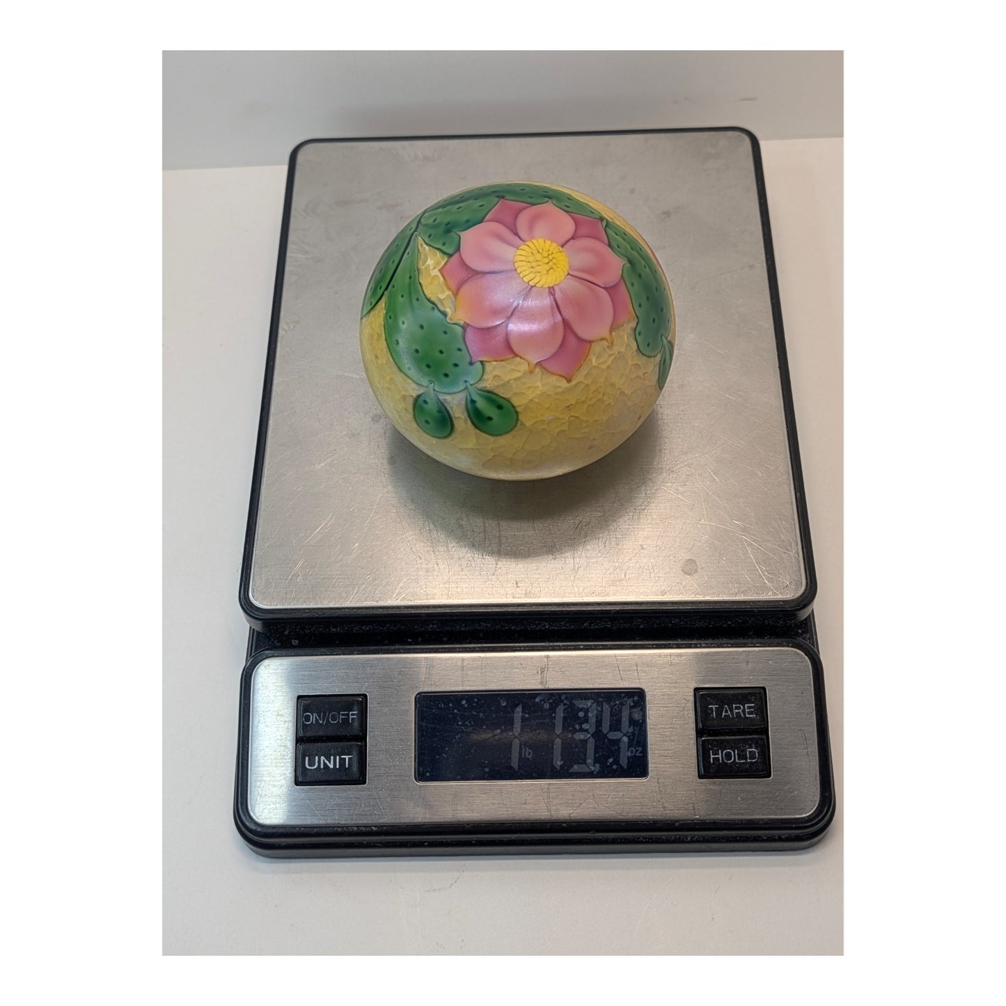 Signed David R. White Orient & Flume LE Cactus Flower Art Glass Paperweight