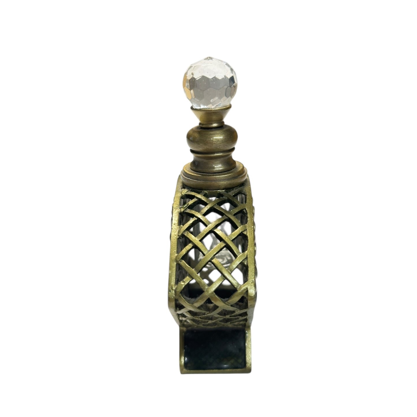 Vintage Jeweled Enamel Fan Perfume Bottle Art Nouveau Style Vanity Decor