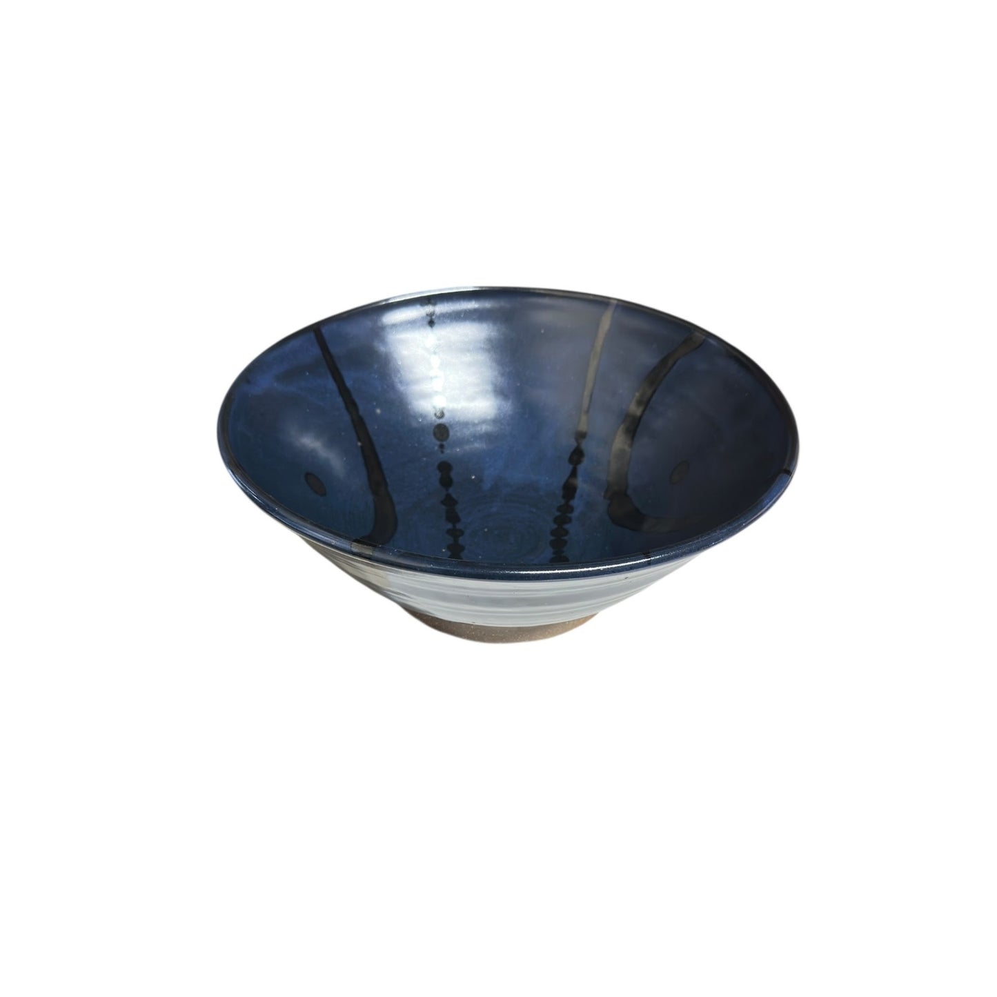 Eckels Studio Pottery Large Centerpiece Bowl Cobalt Abstract Glaze 11.5"