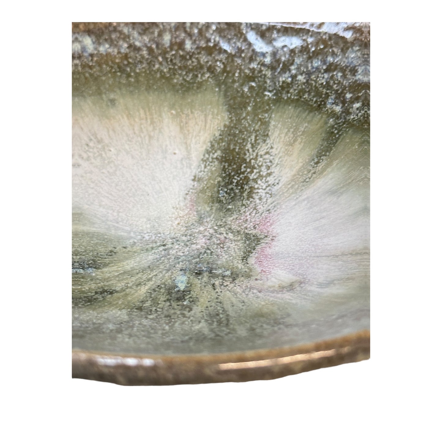 Studio Pottery Bowl Green Crystalline Reactive Glaze 8.5" Signed