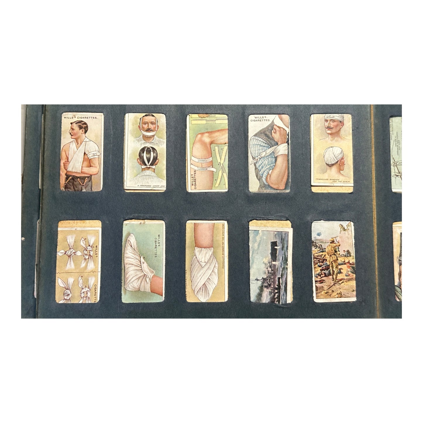 Antique Wills's Cigarette Card Album c. 1910s Heraldry & First Aid Cards