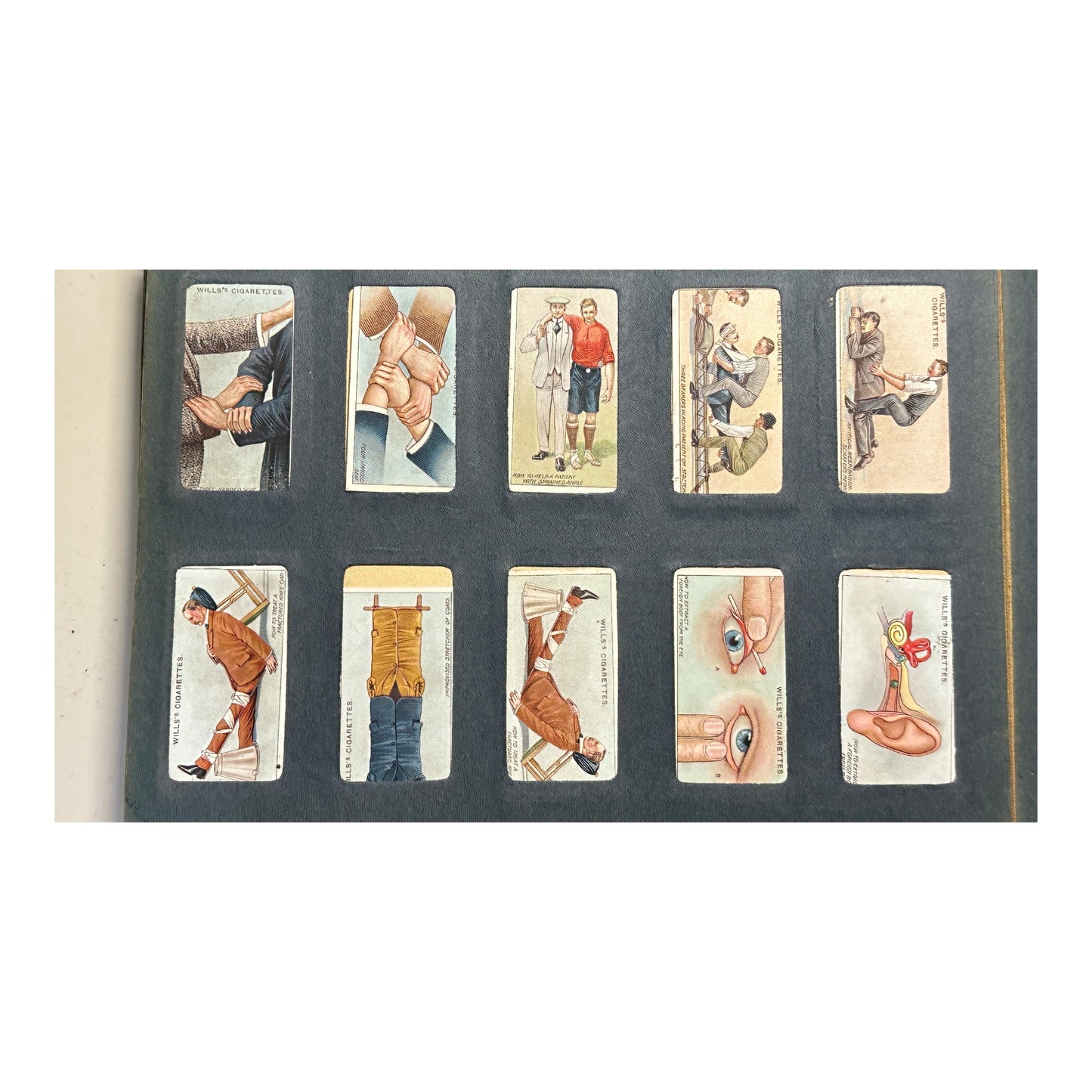 Antique Wills's Cigarette Card Album c. 1910s Heraldry & First Aid Cards