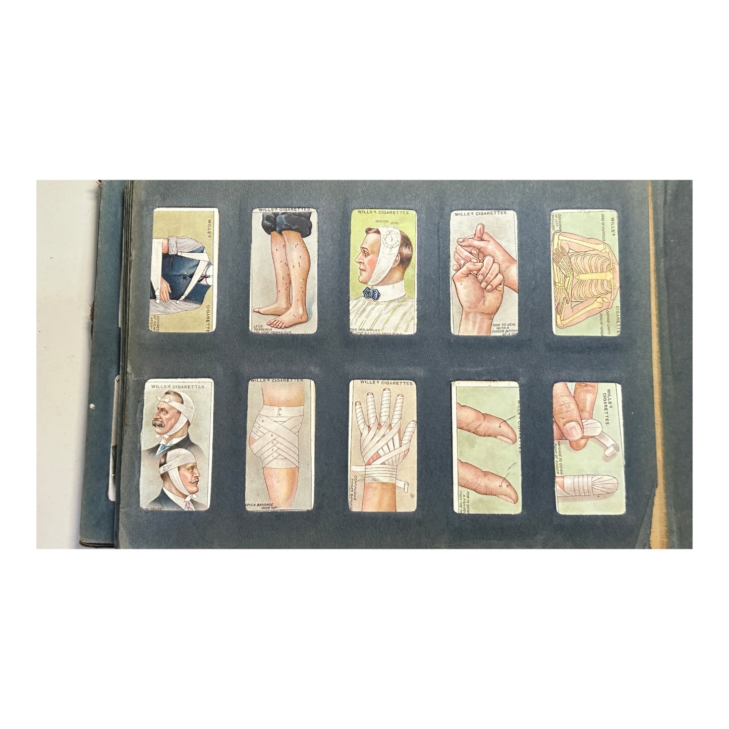 Antique Wills's Cigarette Card Album c. 1910s Heraldry & First Aid Cards