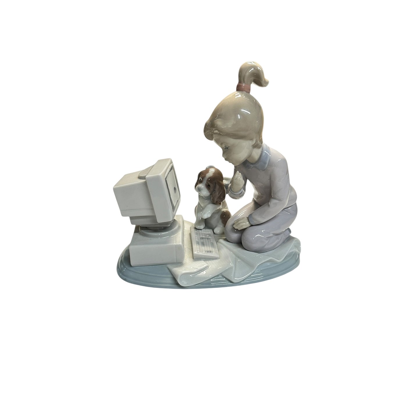 Vintage 1994 Lladró 'My First Computer' #6098 Porcelain Figurine Spain