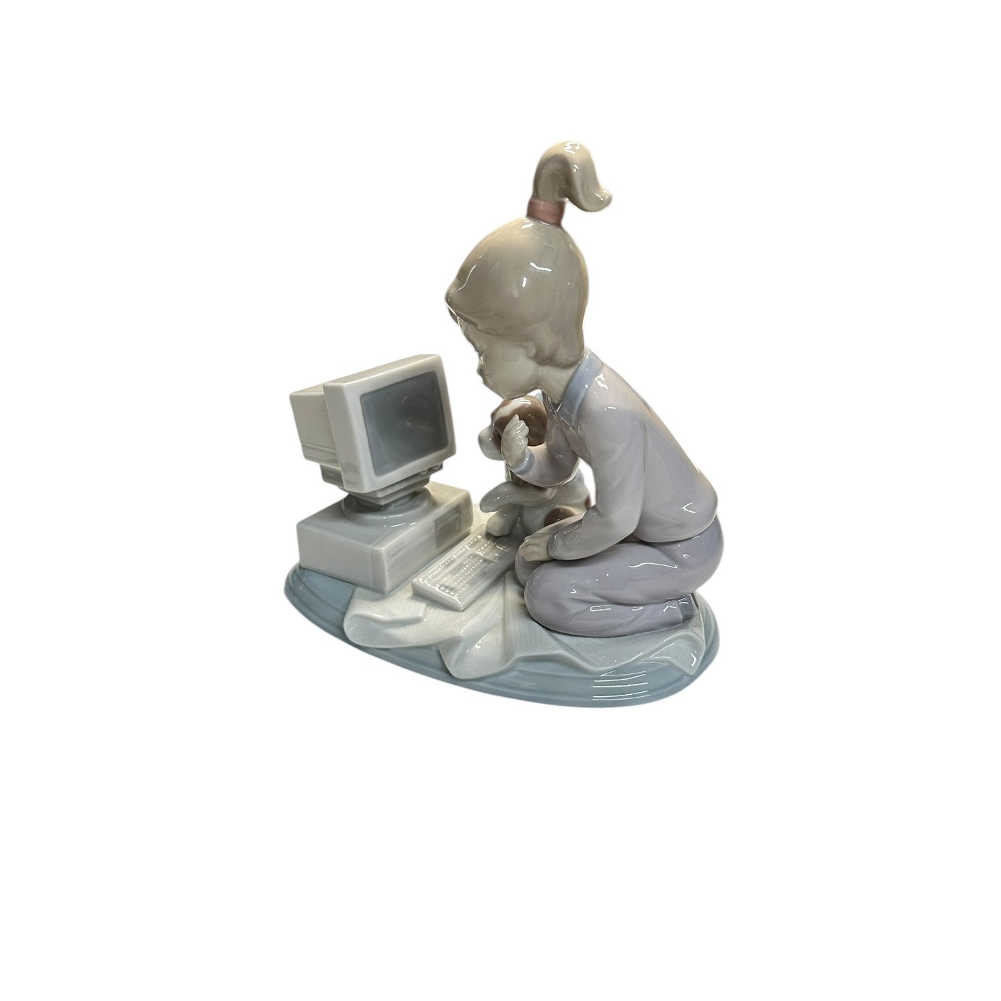 Vintage 1994 Lladró 'My First Computer' #6098 Porcelain Figurine Spain