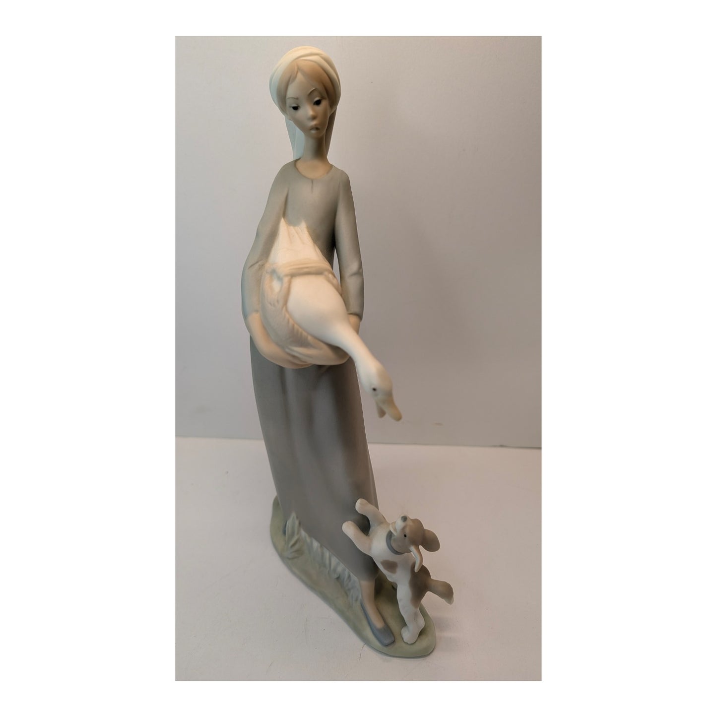 Vintage NAO by Lladró Girl with Goose & Dog Porcelain Figurine Made in Spain