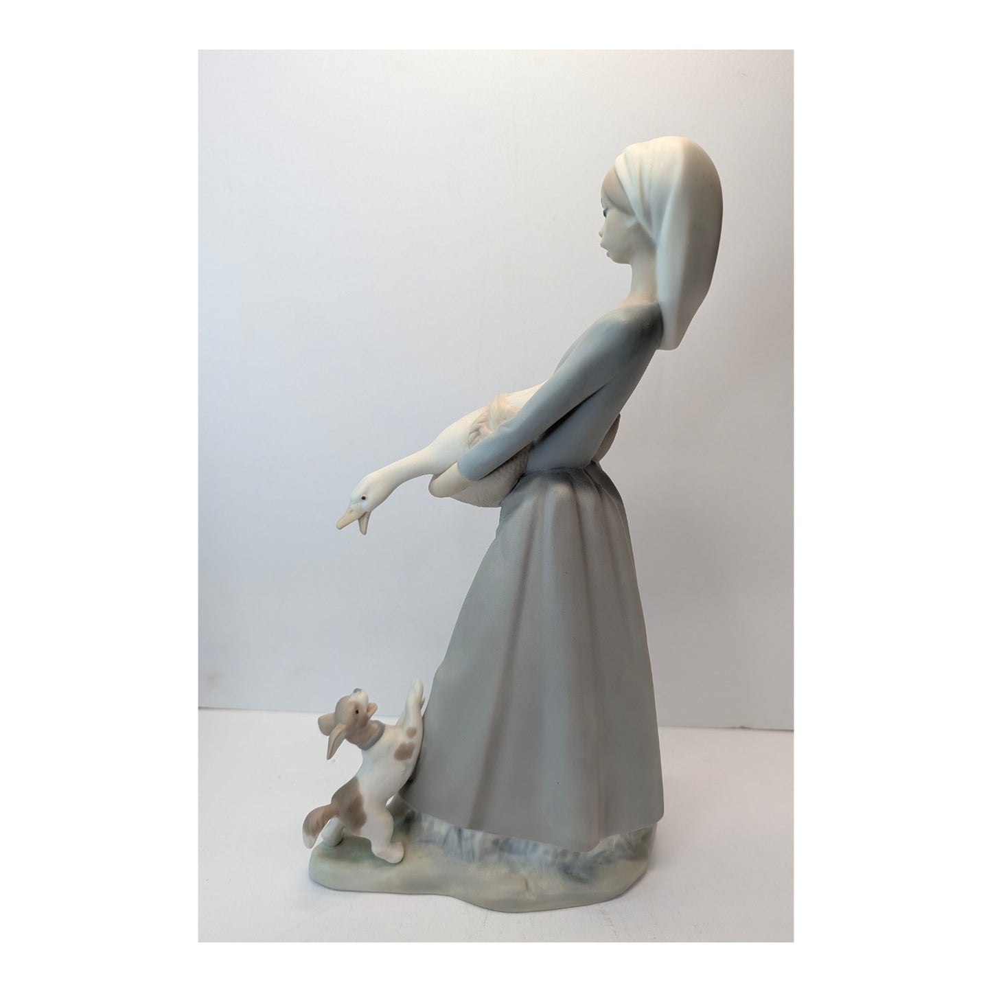 Vintage NAO by Lladró Girl with Goose & Dog Porcelain Figurine Made in Spain