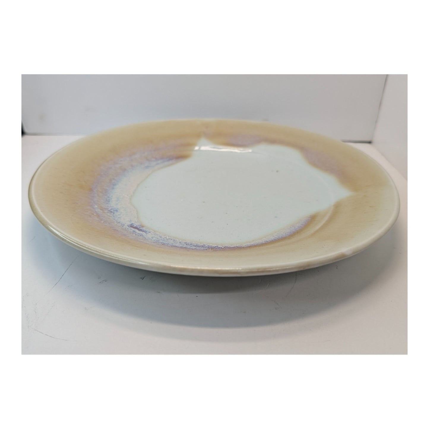 Vintage A.L. Kasten German Studio Art Pottery Plate, Mid-Century Luster Glaze