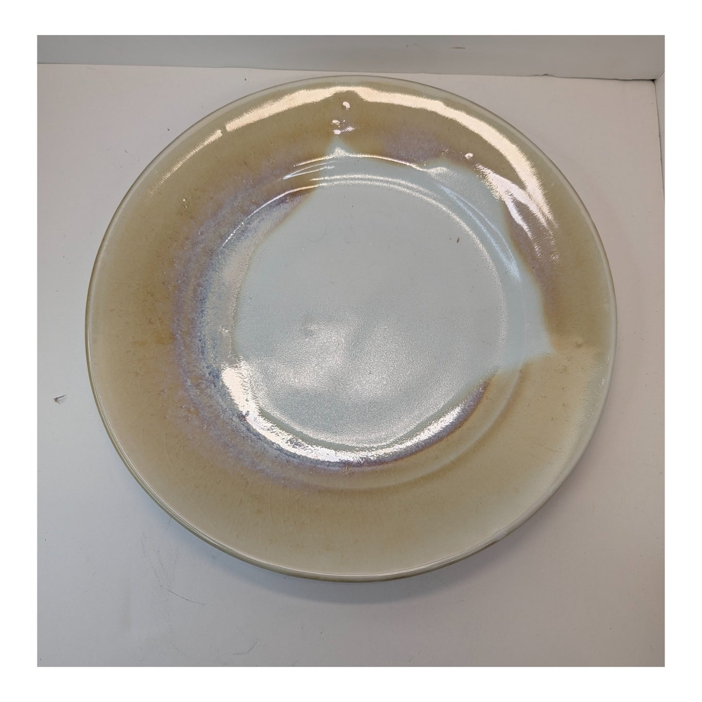 Vintage A.L. Kasten German Studio Art Pottery Plate, Mid-Century Luster Glaze