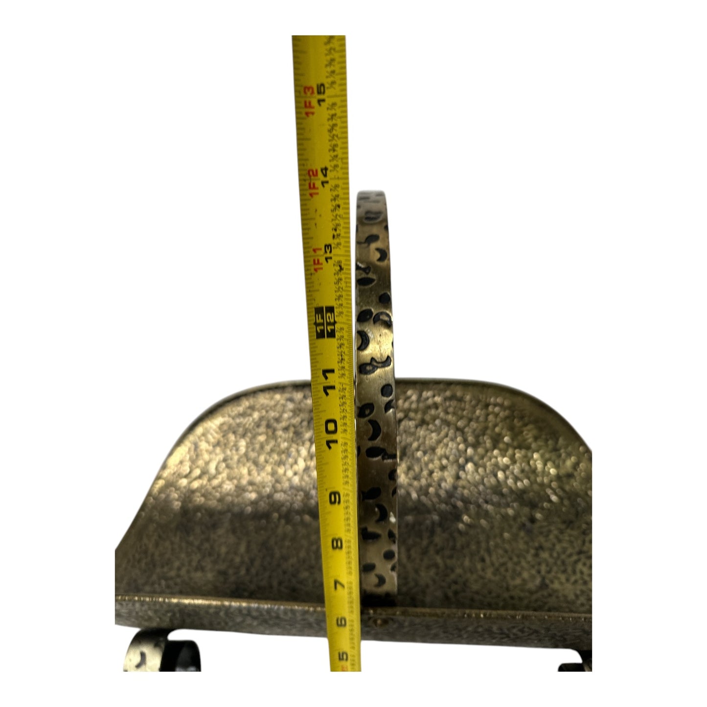 Vintage Mid-Century Hammered Brass Log Holder Fireplace Caddy