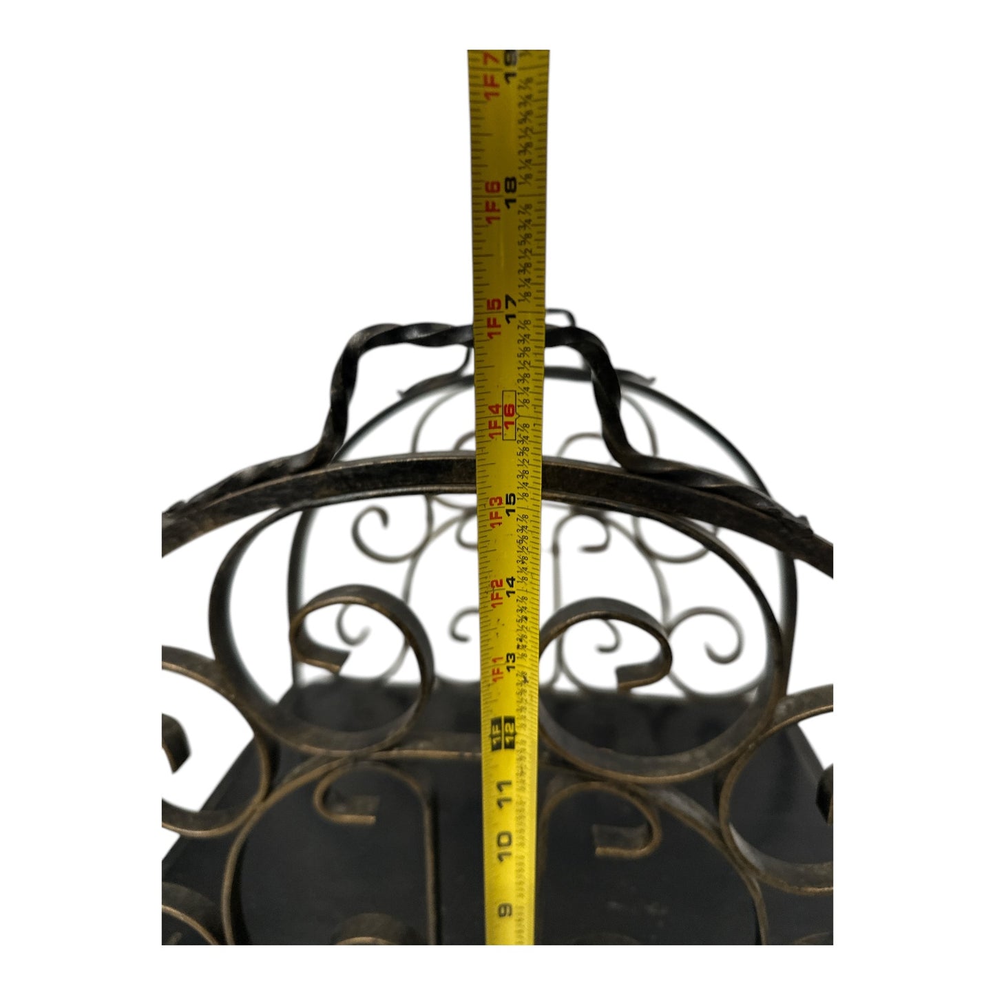 Vintage Wrought Iron Log Holder Spanish Revival Scrollwork Magazine Rack