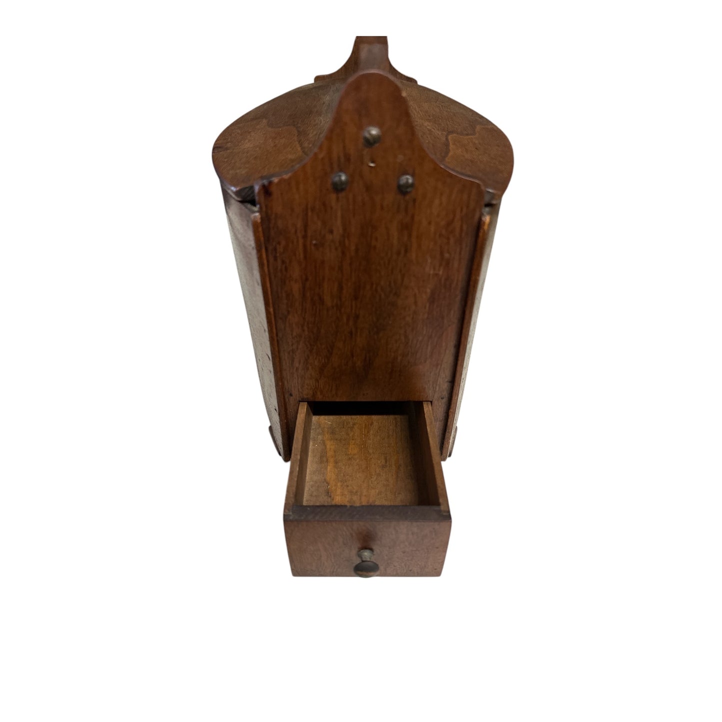 Vintage Colonial Oak Wall Box with Drawer | Rustic Farmhouse Storage Caddy