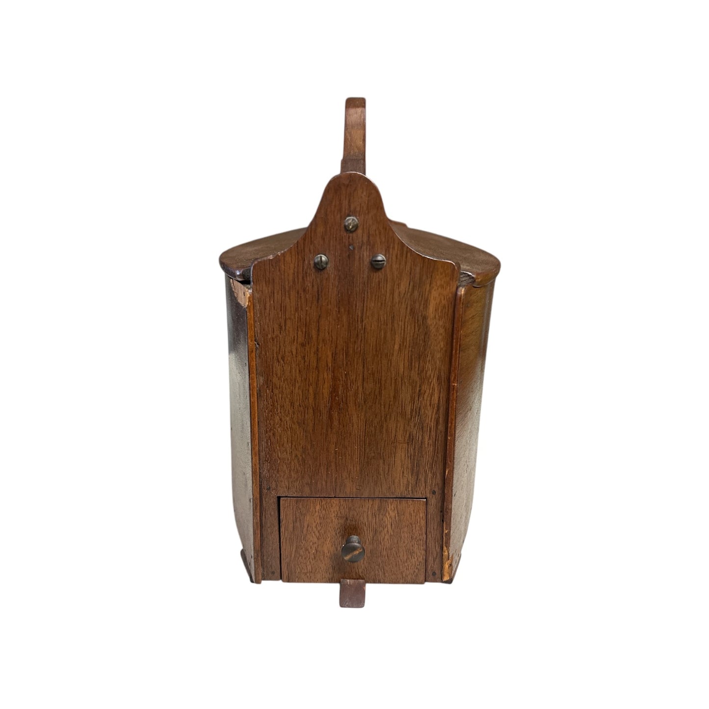 Vintage Colonial Oak Wall Box with Drawer | Rustic Farmhouse Storage Caddy