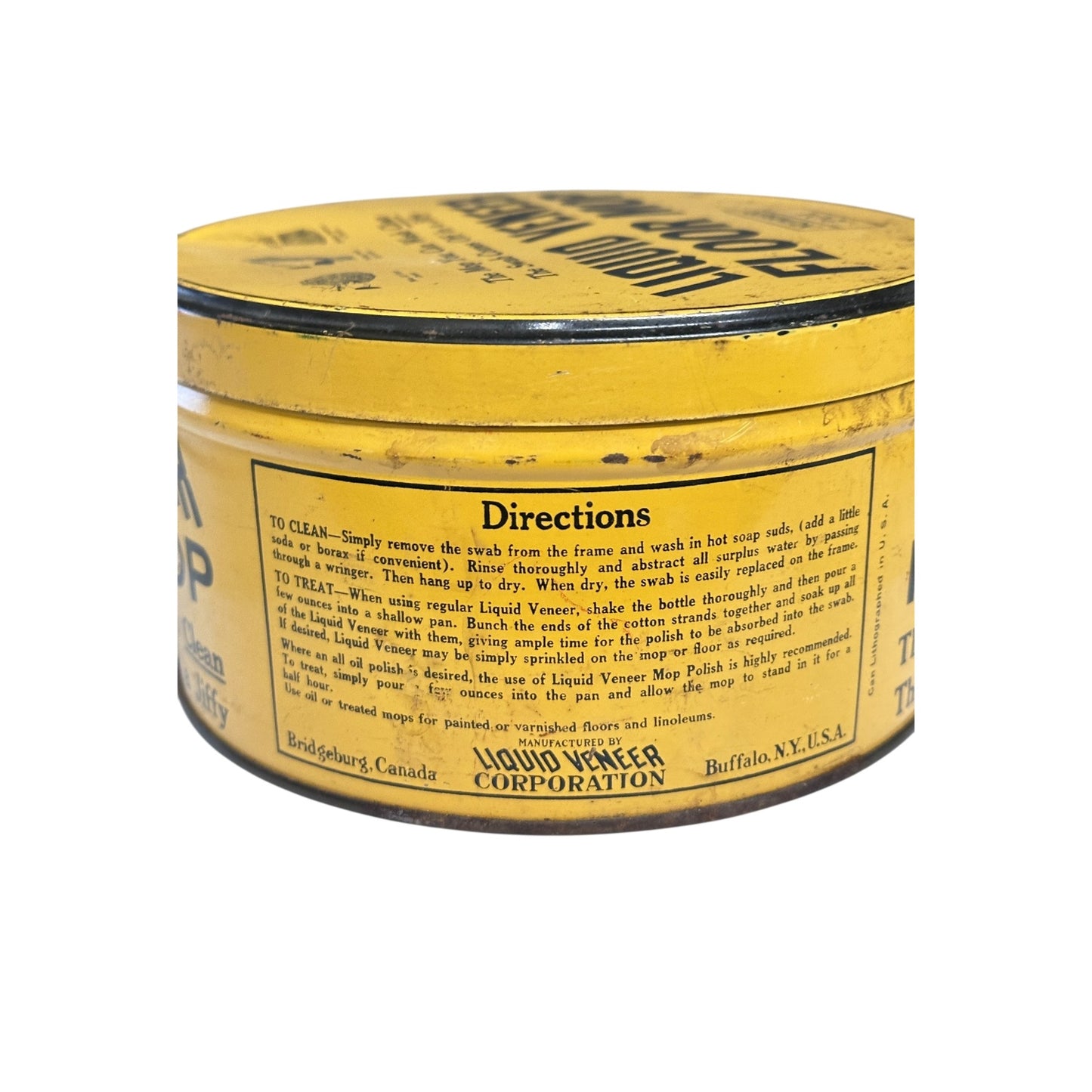 Vintage Liquid Veneer Mop Tin General Store Display No. 201