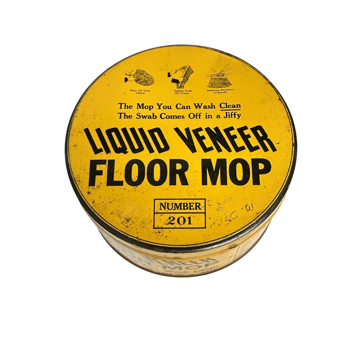 Vintage Liquid Veneer Mop Tin General Store Display No. 201