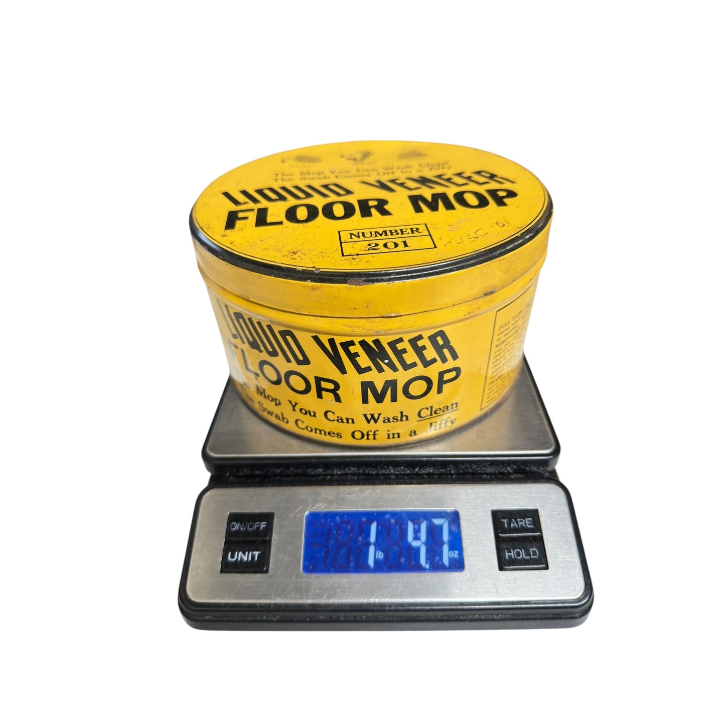 Vintage Liquid Veneer Mop Tin General Store Display No. 201