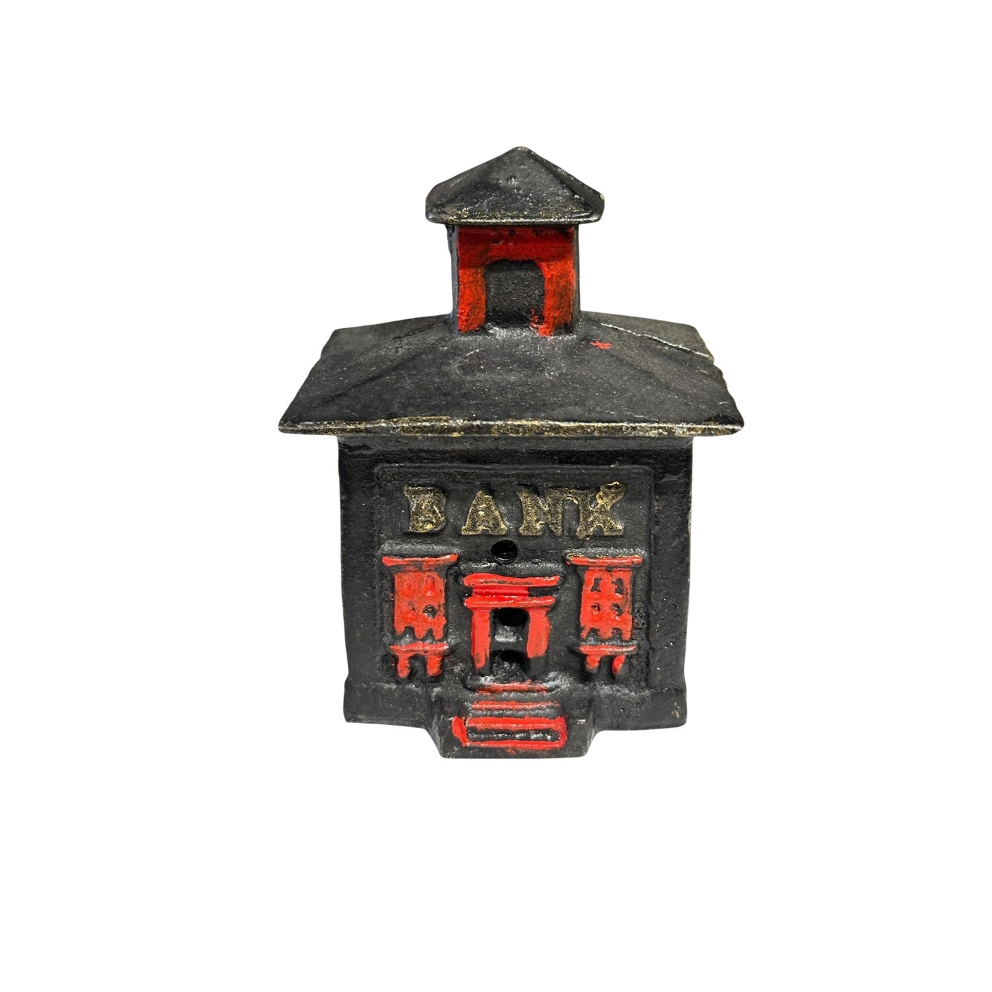 Vintage Cast Iron Pagoda Still Bank, Early 20th C. Architectural Coin Bank