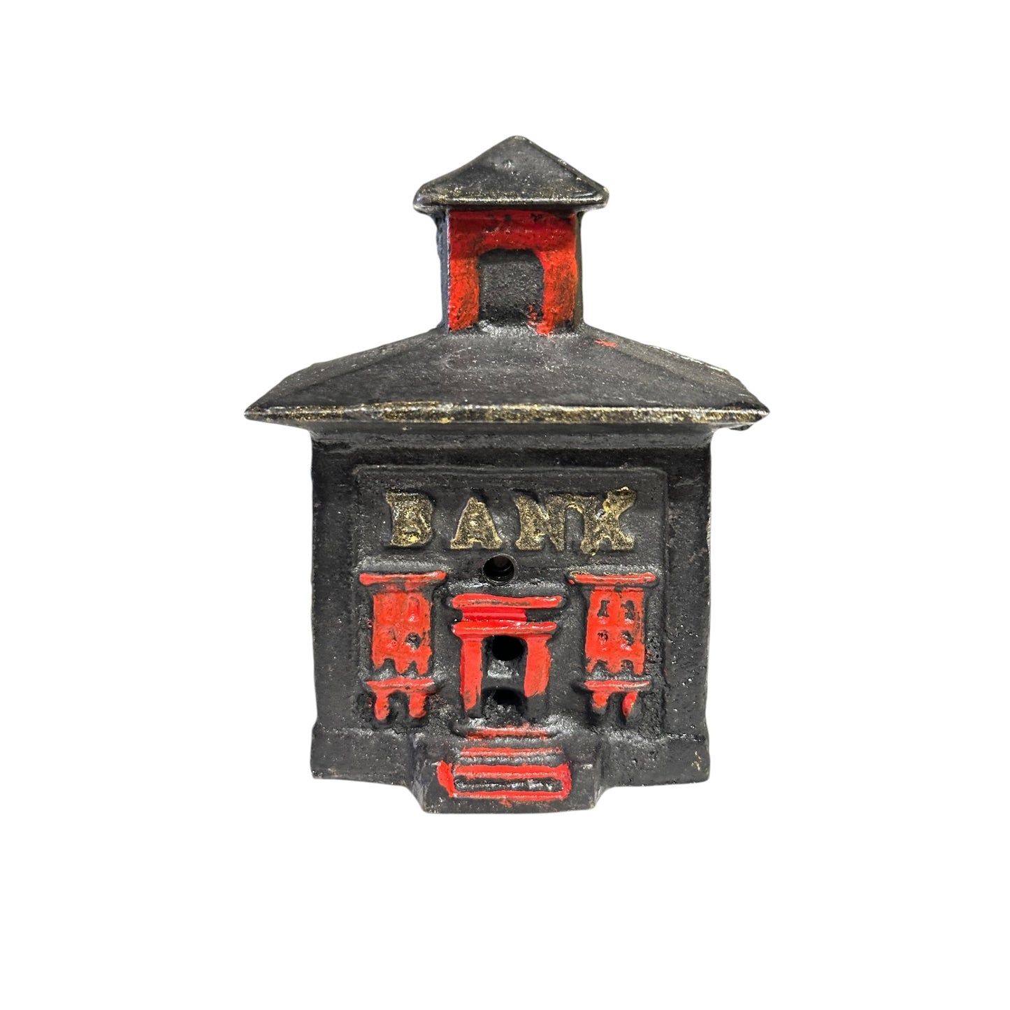 Vintage Cast Iron Pagoda Still Bank, Early 20th C. Architectural Coin Bank