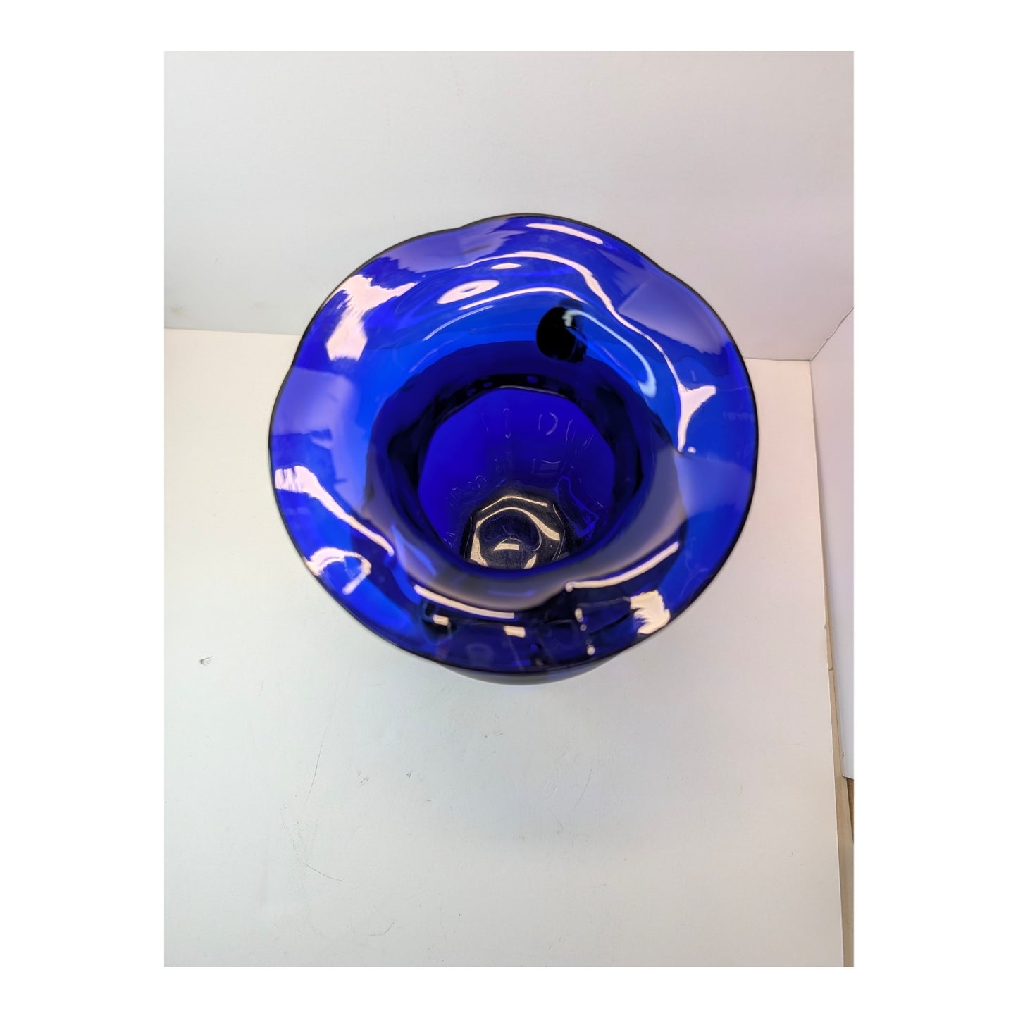 Vintage Cobalt Blue Glass Amphora Vase, Mid-Century Murano Style