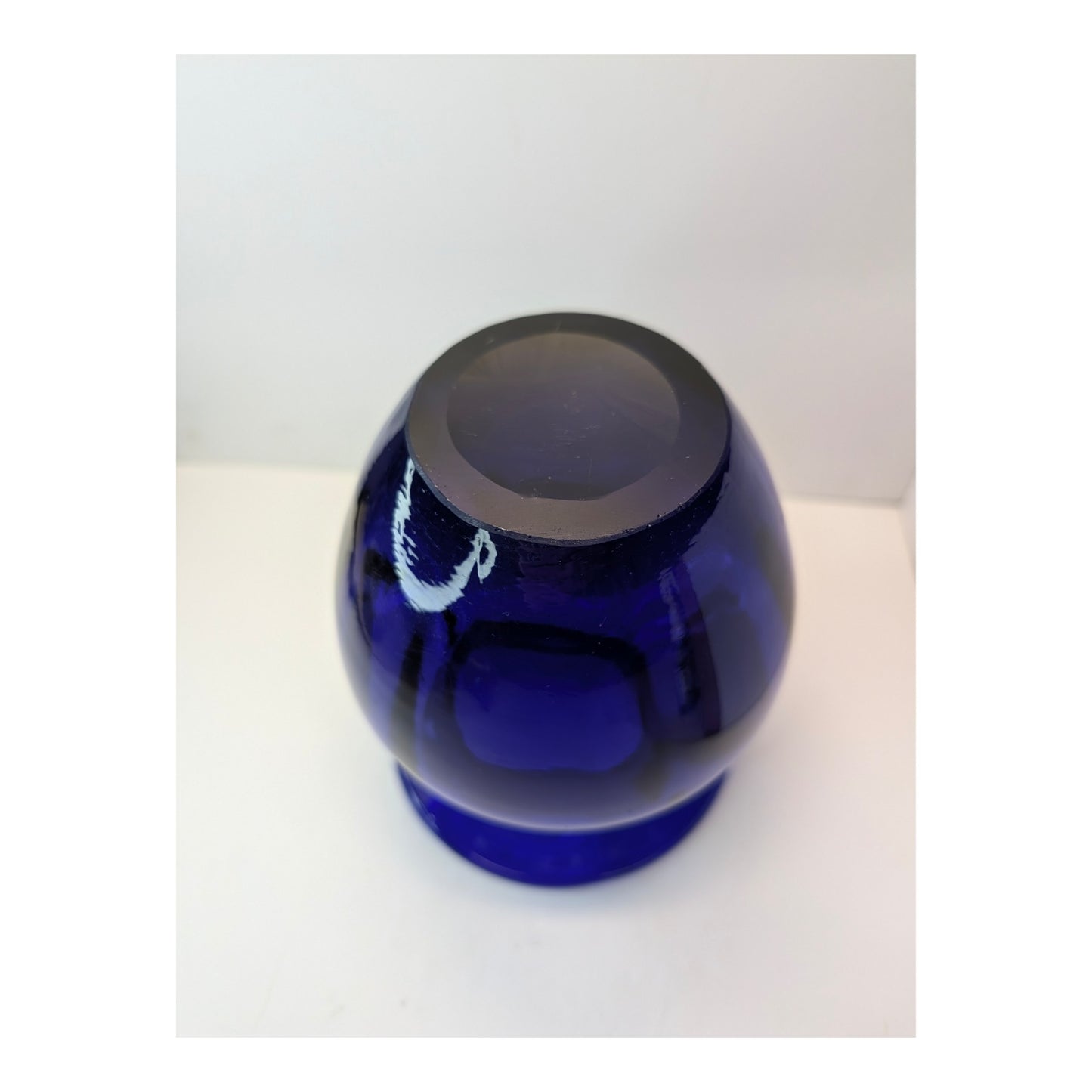 Vintage Cobalt Blue Glass Amphora Vase, Mid-Century Murano Style