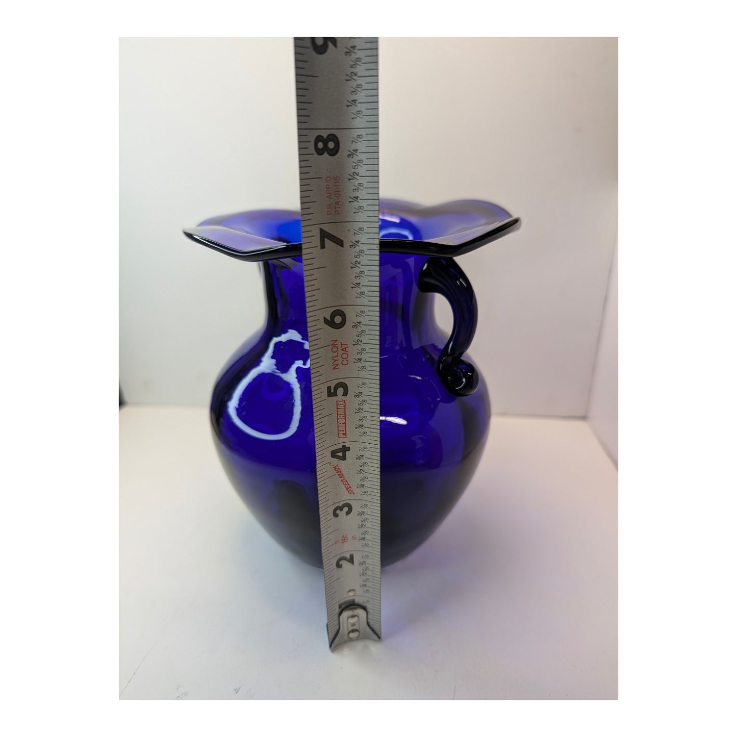 Vintage Cobalt Blue Glass Amphora Vase, Mid-Century Murano Style