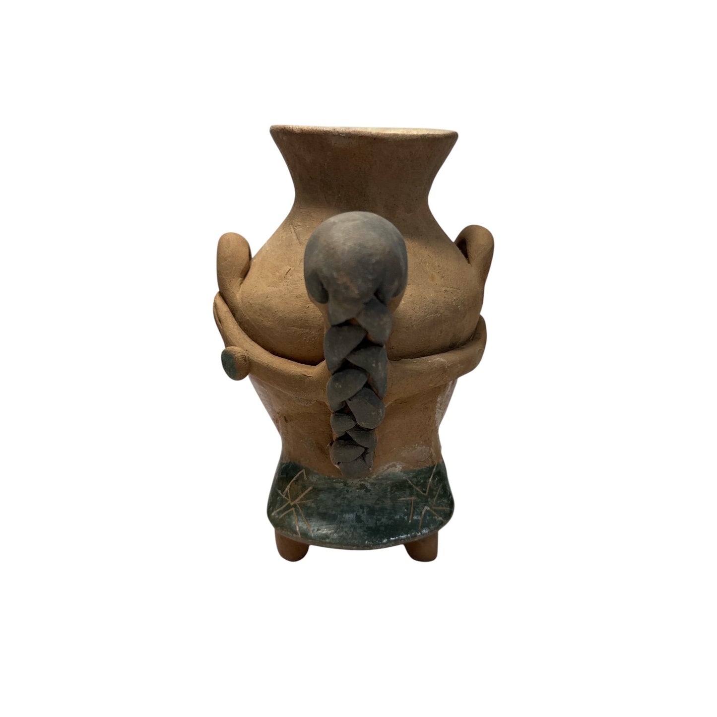 Vintage Terracotta 'Embrace' Vase, Mexican Folk Art Figural Pottery