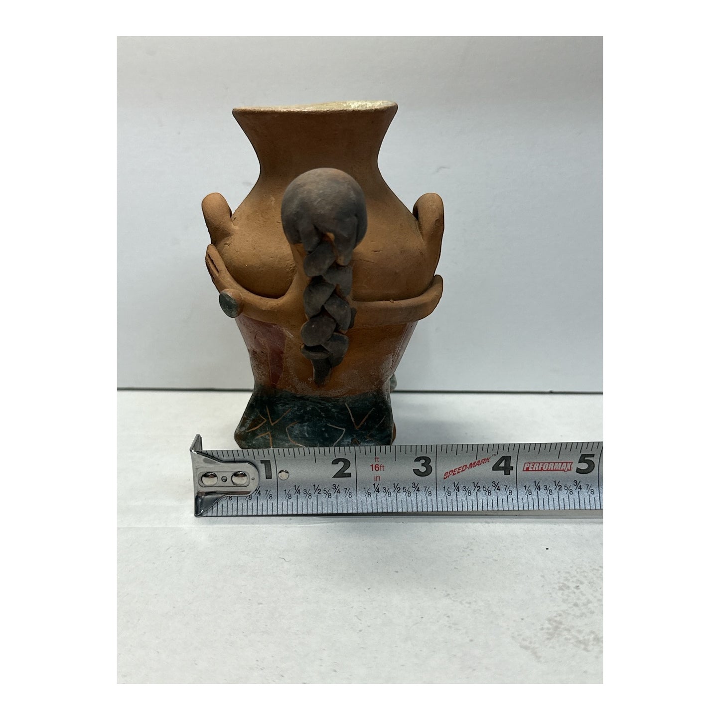 Vintage Terracotta 'Embrace' Vase, Mexican Folk Art Figural Pottery