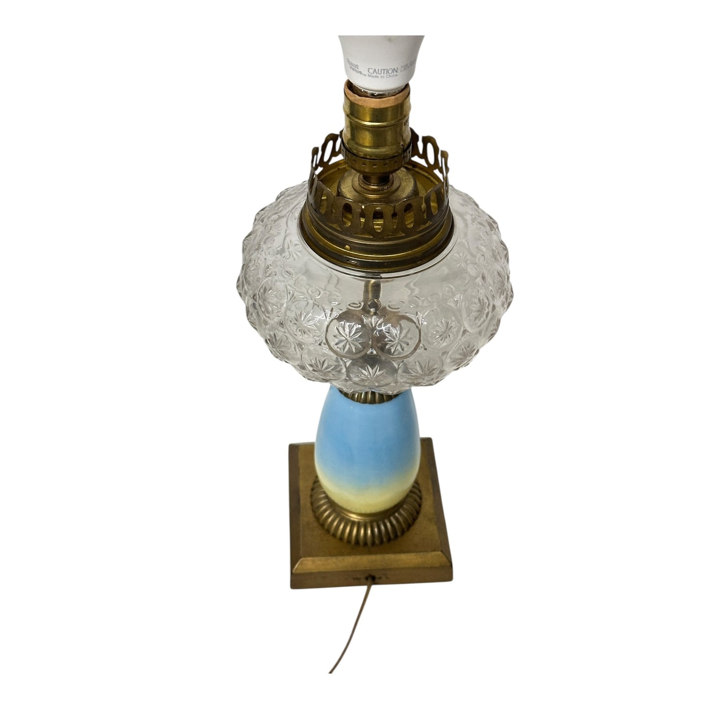 Vintage Blue Ombre Parlor Lamp Pressed Glass Victorian Revival Table Light
