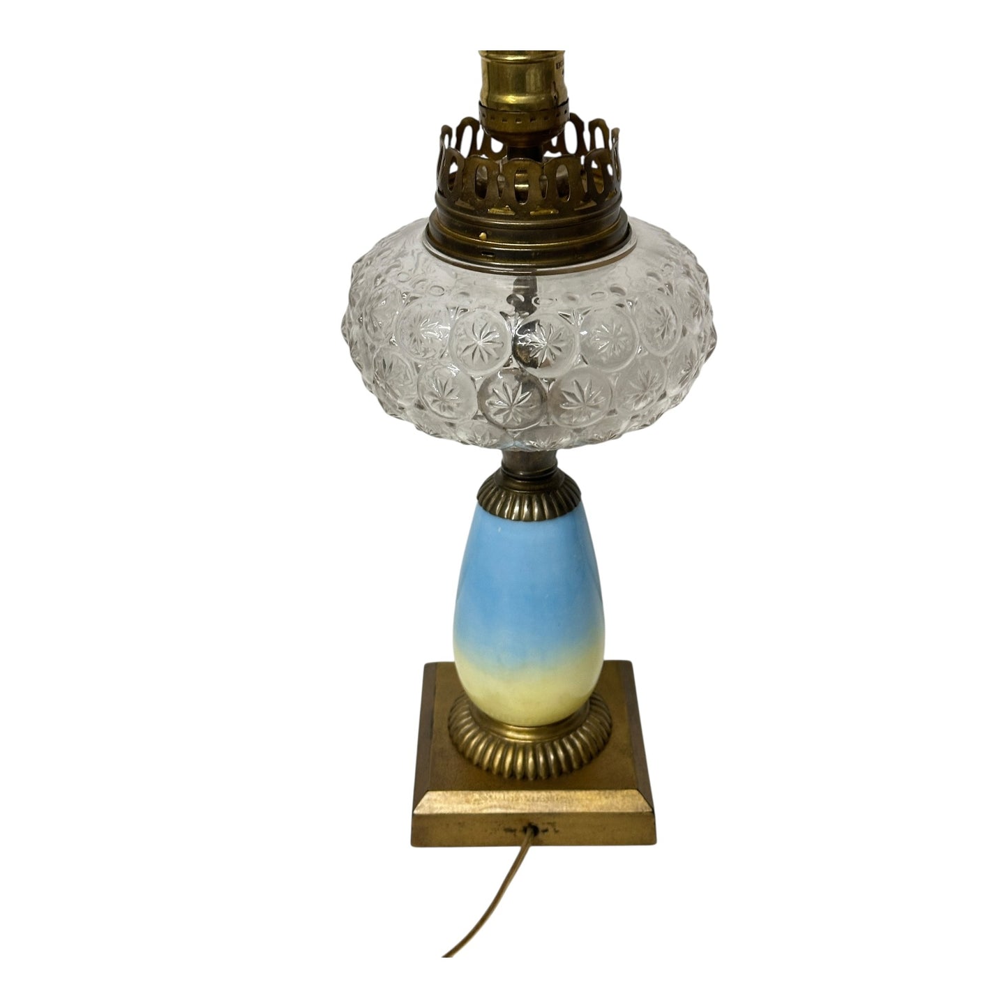 Vintage Blue Ombre Parlor Lamp Pressed Glass Victorian Revival Table Light