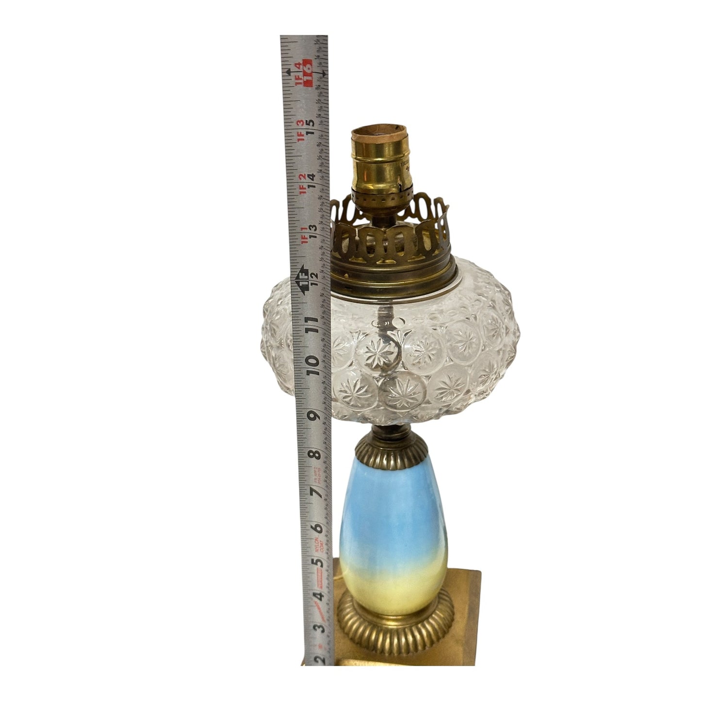 Vintage Blue Ombre Parlor Lamp Pressed Glass Victorian Revival Table Light