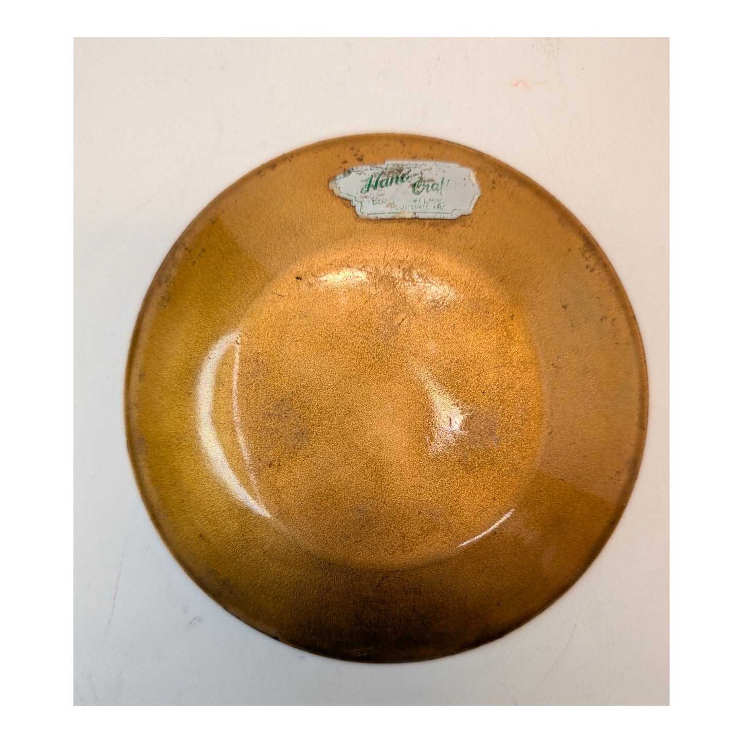 Vintage Hanova of Pasadena Enamel Copper Dish Mid-Century Modern Abstract Bowl