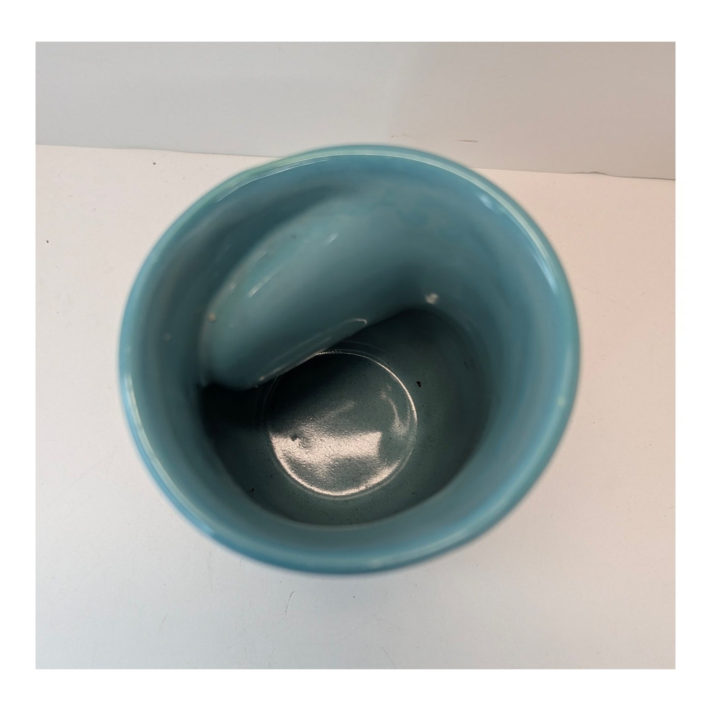 Signed Neher Studio Pottery Hand Warmer Mug 2019 Turquoise