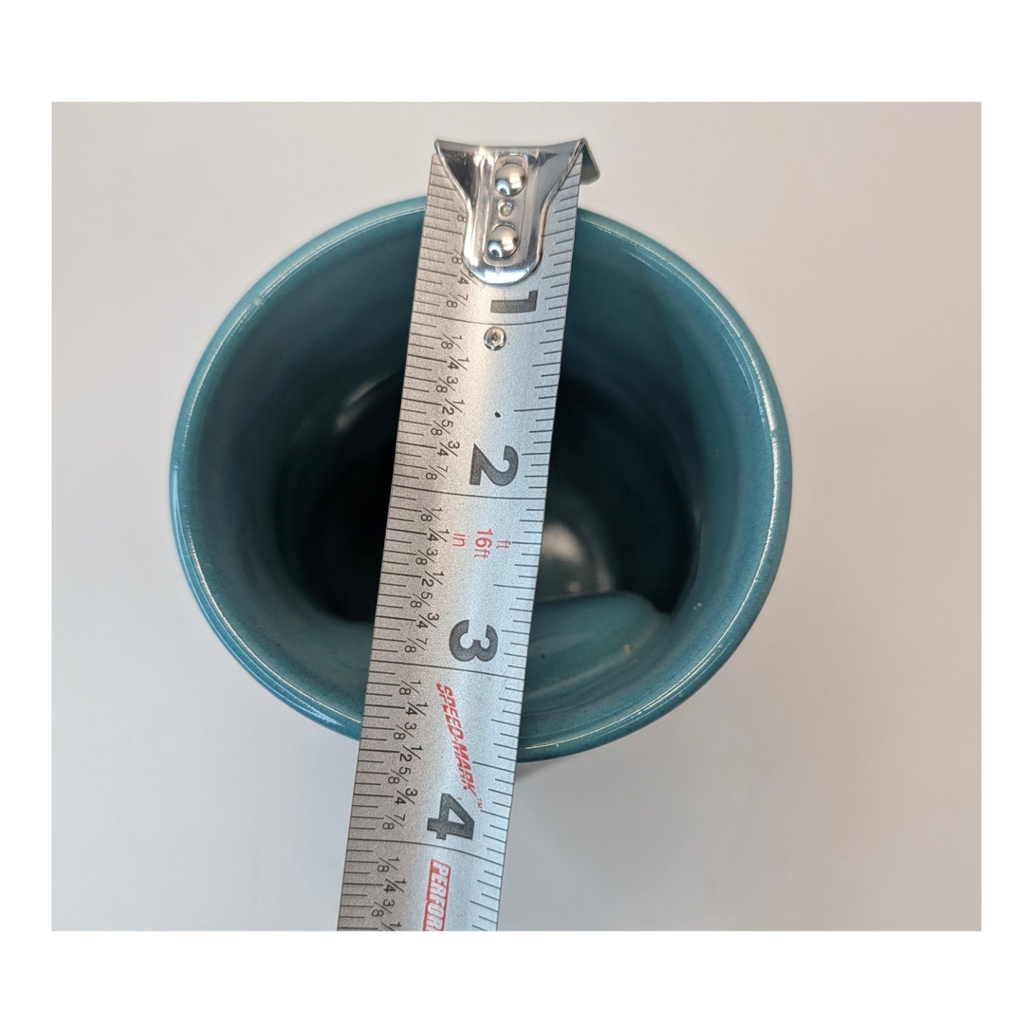 Signed Neher Studio Pottery Hand Warmer Mug 2019 Turquoise