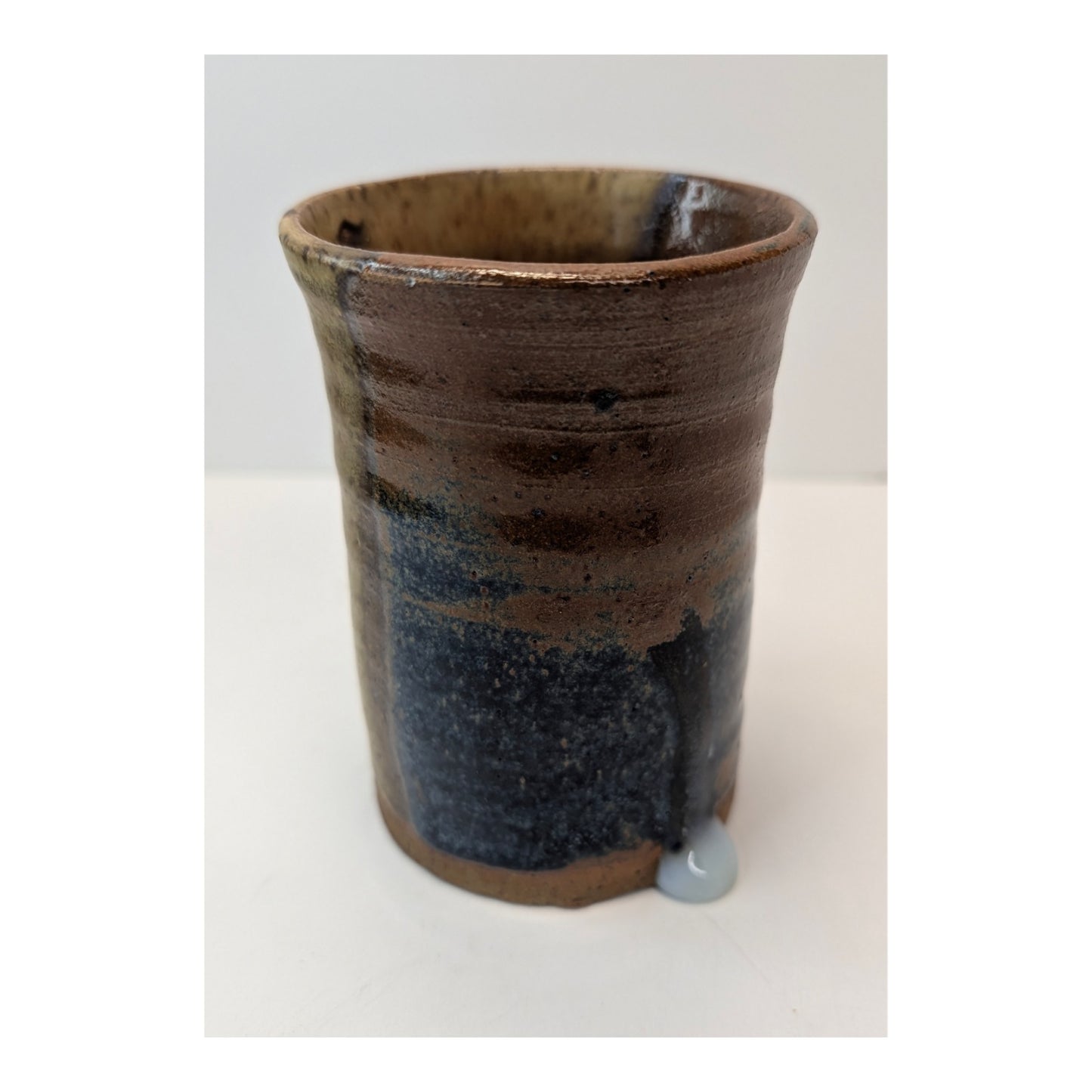 Signed AT 2017 Studio Art Pottery Tumbler Wabi Sabi Rustic Stoneware Cup