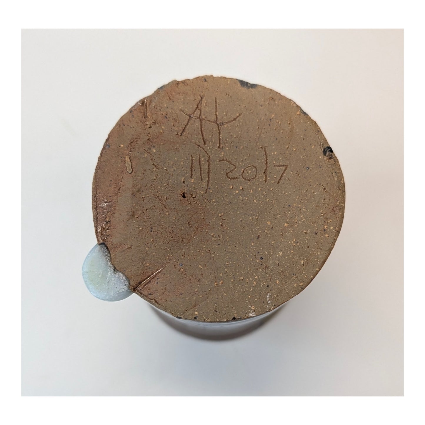 Signed AT 2017 Studio Art Pottery Tumbler Wabi Sabi Rustic Stoneware Cup