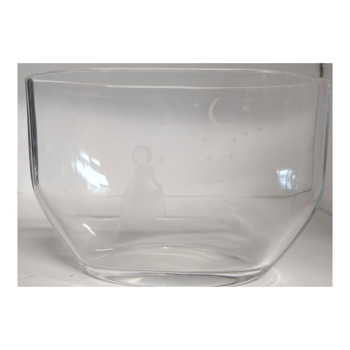Kosta Boda Starlight Etched Crystal Bowl by Göran Wärff, Swedish Art Glass