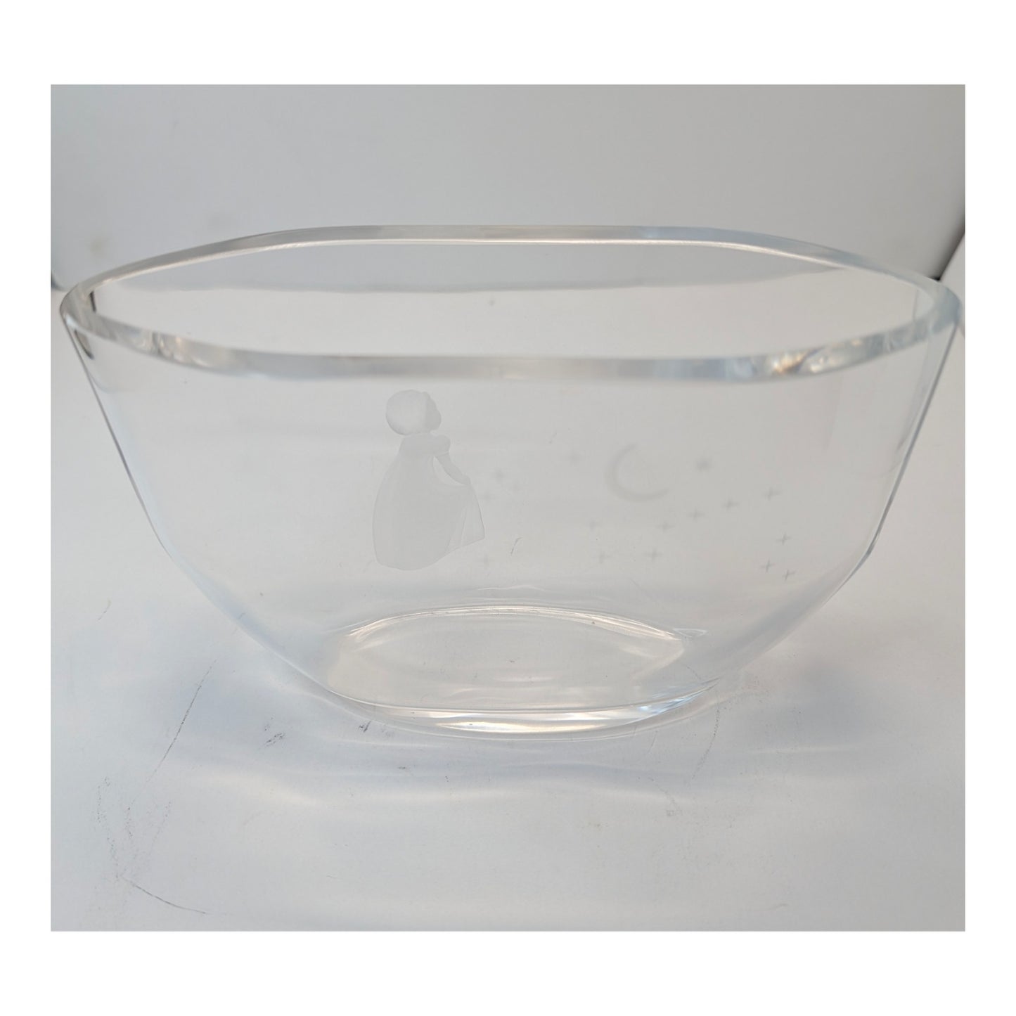 Kosta Boda Starlight Etched Crystal Bowl by Göran Wärff, Swedish Art Glass