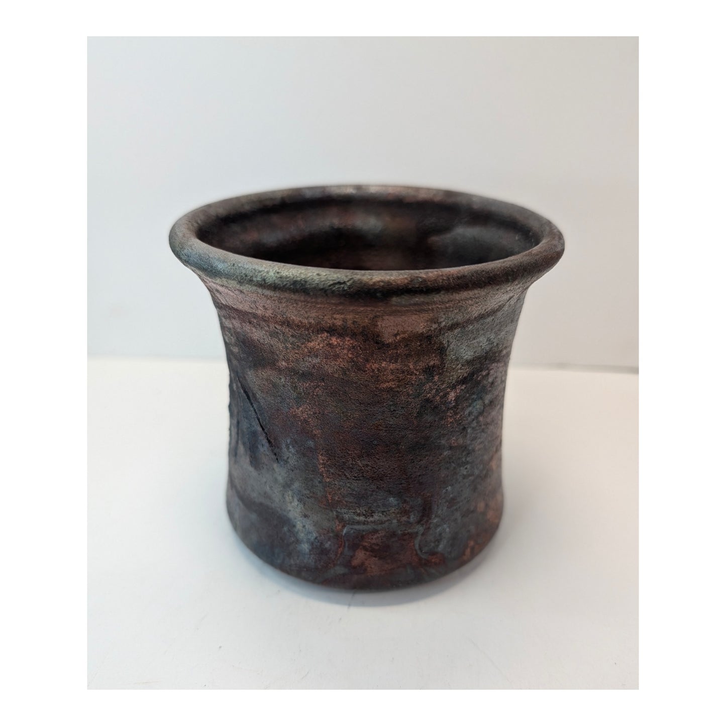 Signed Clayton Studio Pottery Raku Vase Brutalist Reticulated Luminary
