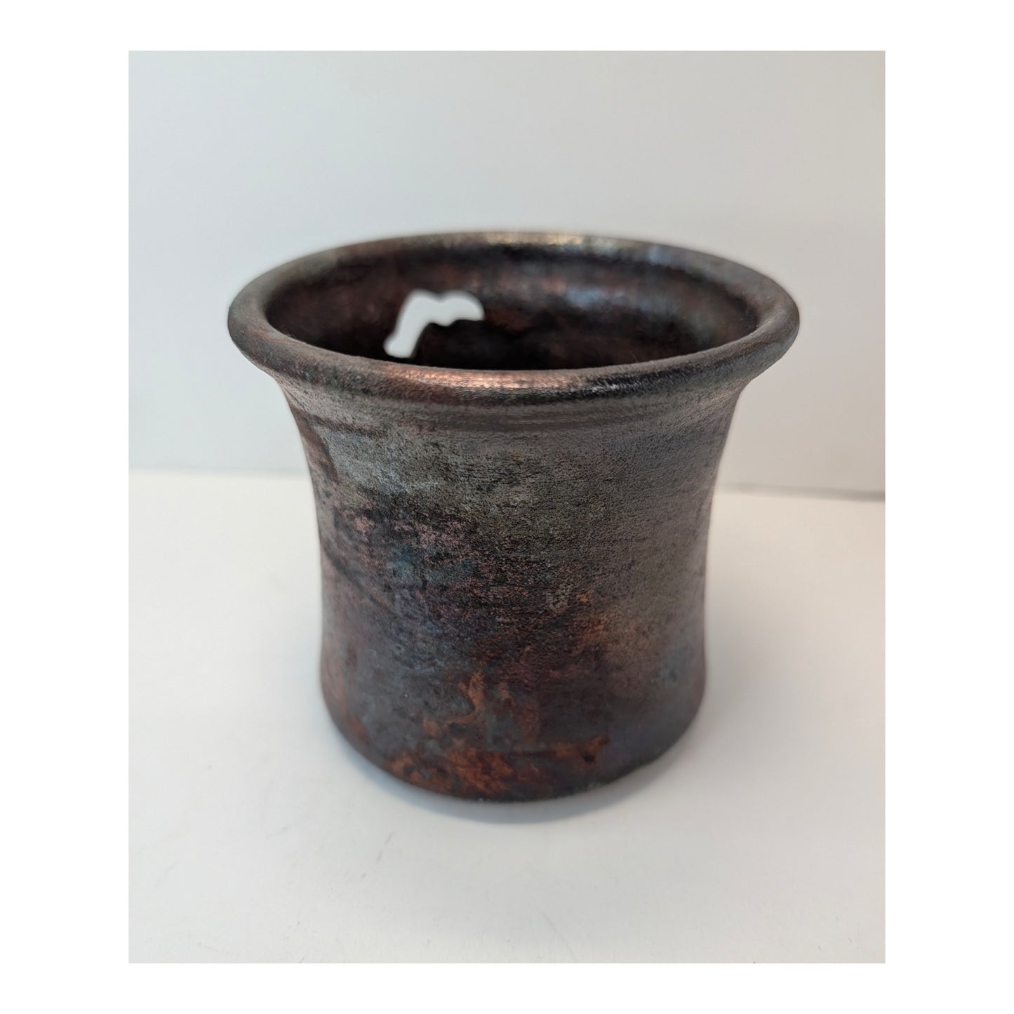 Signed Clayton Studio Pottery Raku Vase Brutalist Reticulated Luminary
