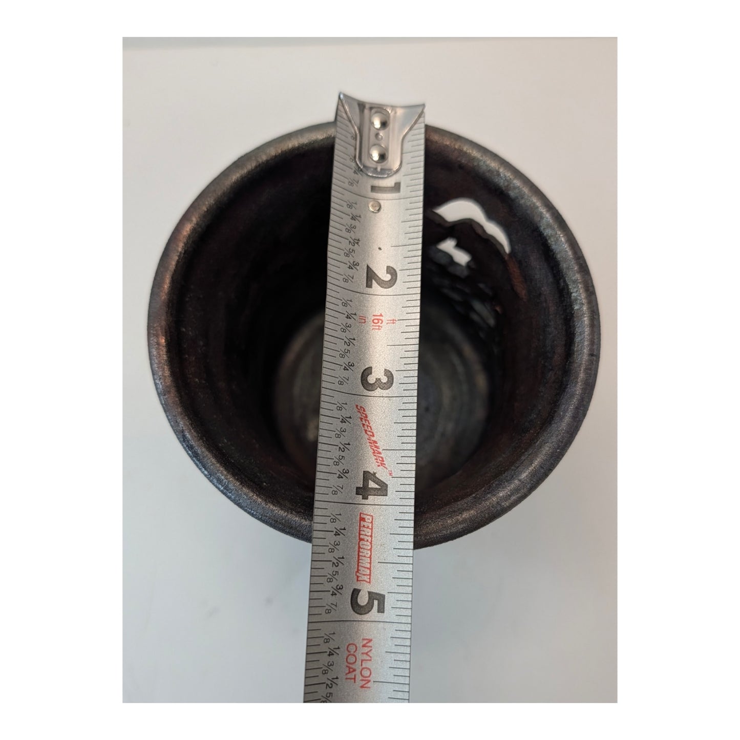 Signed Clayton Studio Pottery Raku Vase Brutalist Reticulated Luminary