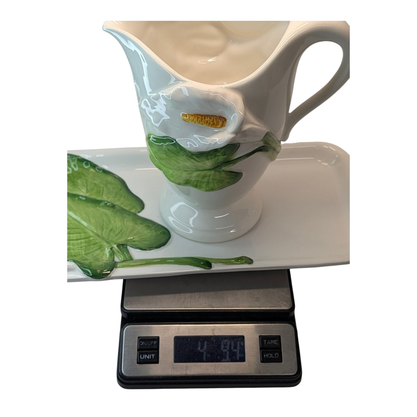 Vintage Carraro Calla Lily Ceramic Pitcher & Tray Set | Made in Italy