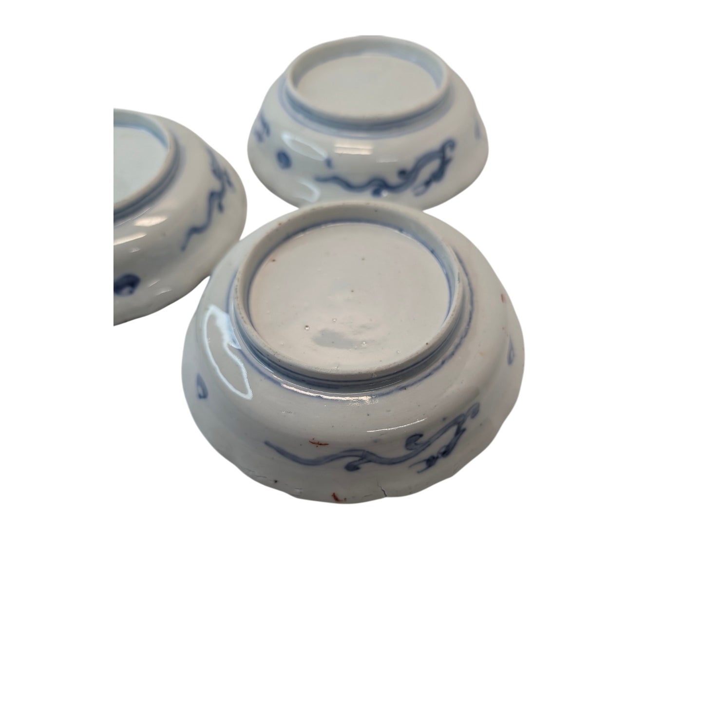 Set of 3 Antique Japanese Imari Porcelain Bowls Crane & Pine Motif c. 1900