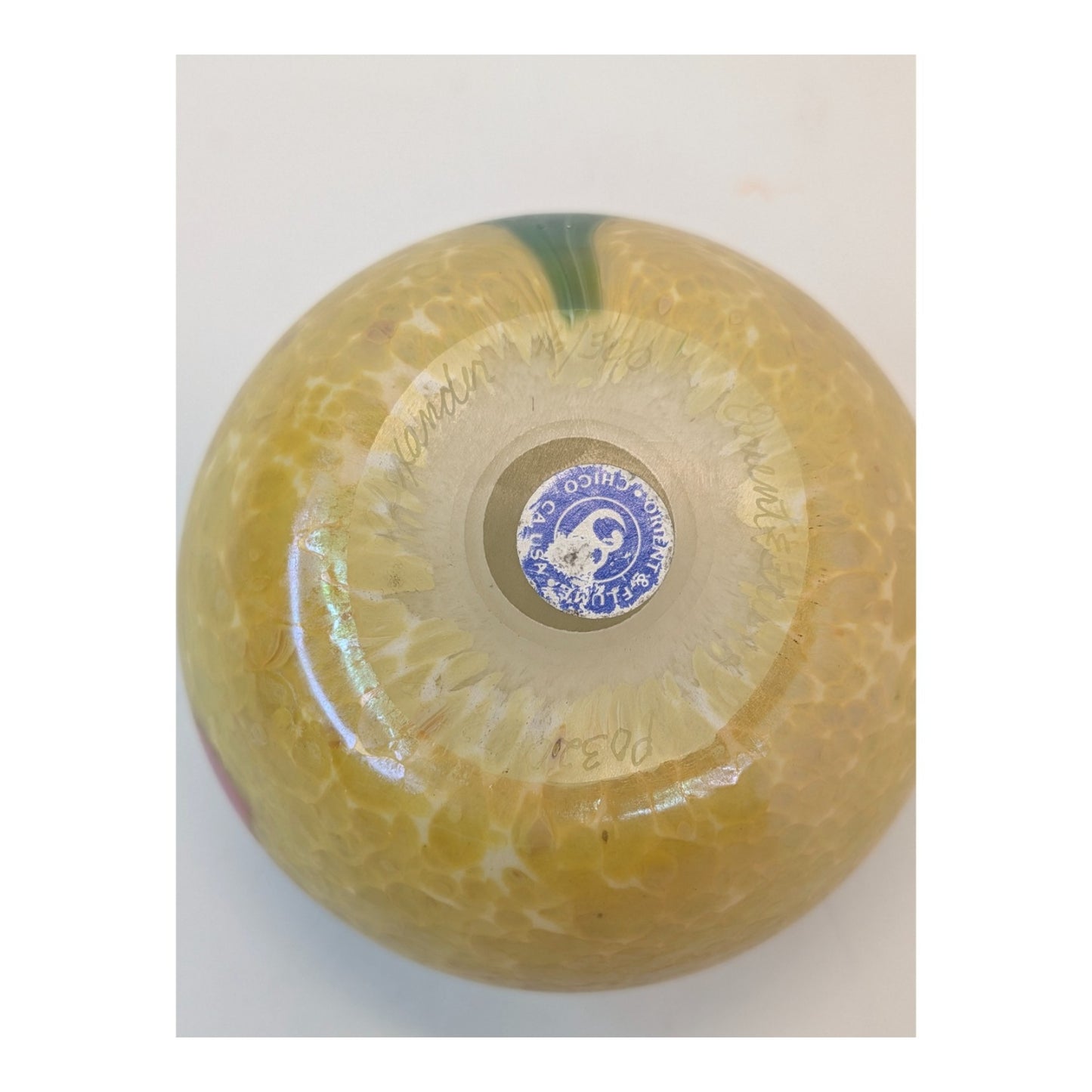 Vintage Lamponi Mexico Art Glass Paperweight Cactus Flower Orb