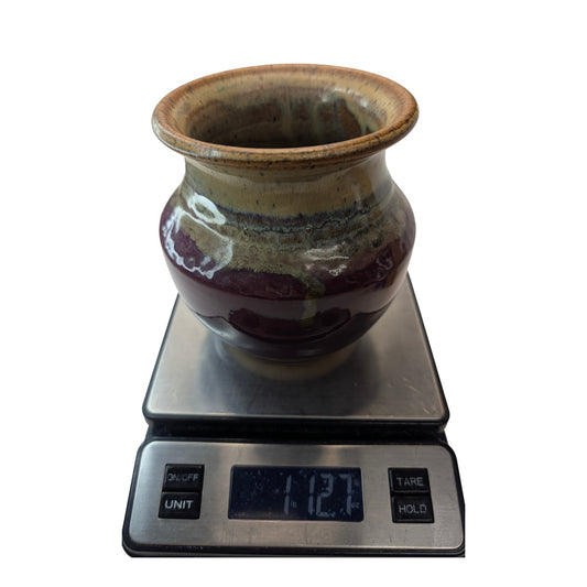 Signed Bean's Ferry Studio Pottery Vase by Carpenter, 2000 Plum Drip Glaze