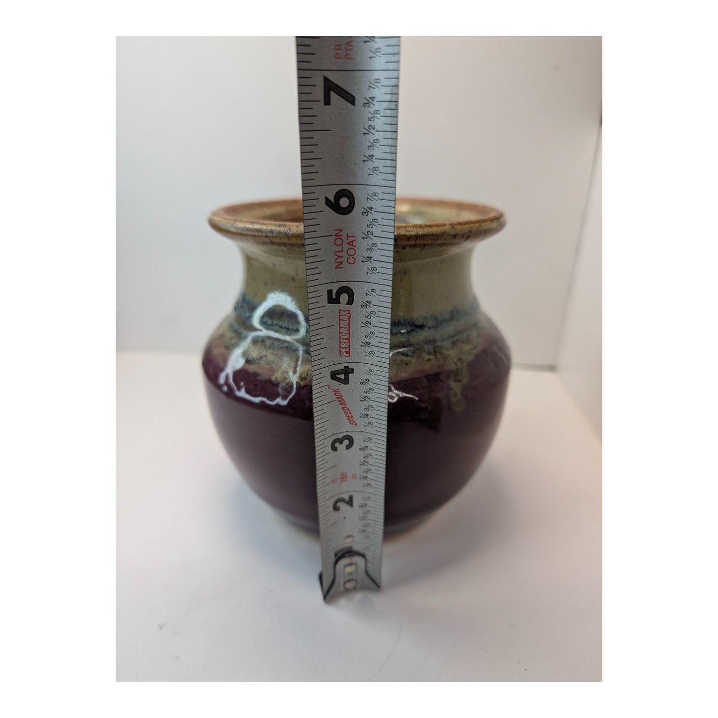 Signed Bean's Ferry Studio Pottery Vase by Carpenter, 2000 Plum Drip Glaze