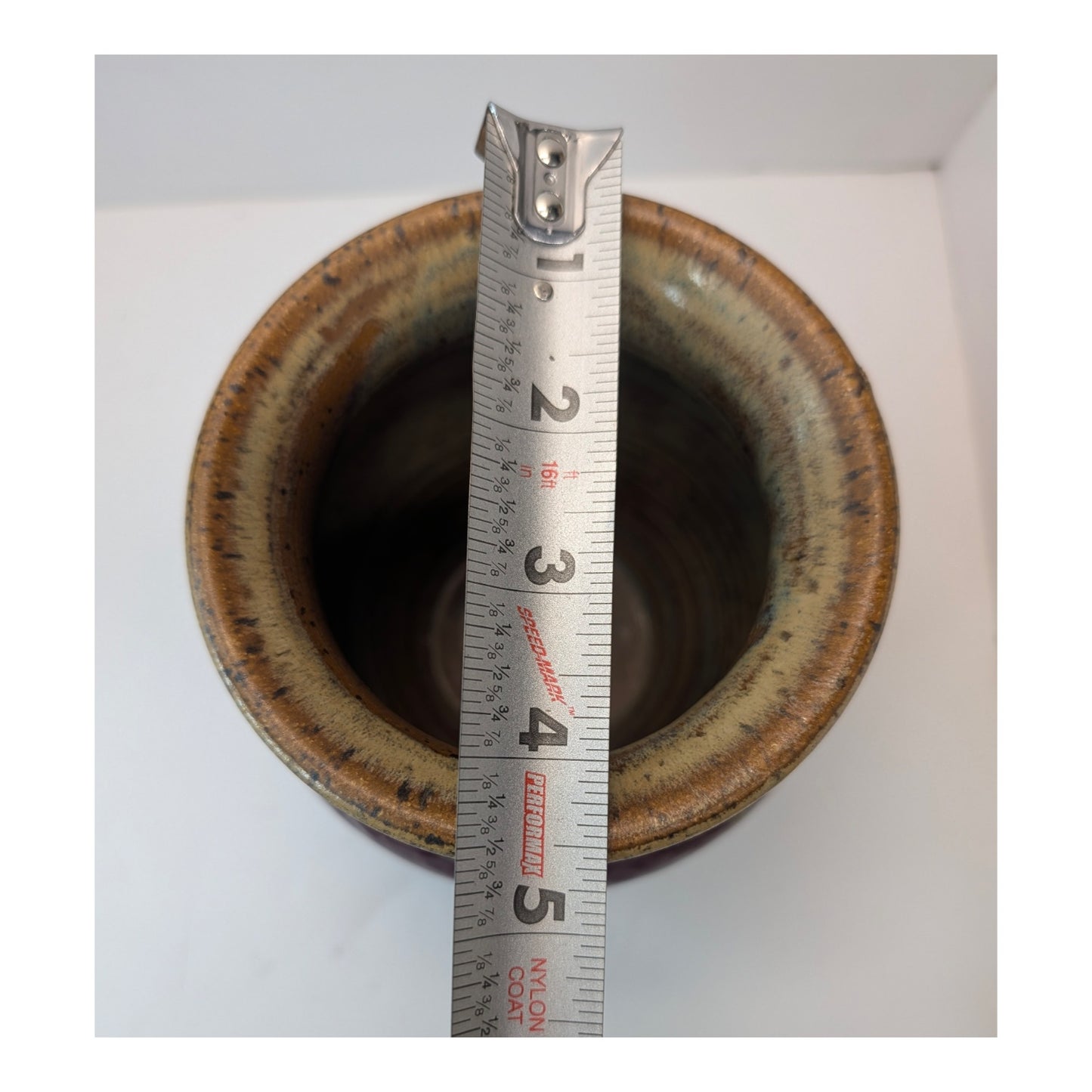Signed Bean's Ferry Studio Pottery Vase by Carpenter, 2000 Plum Drip Glaze