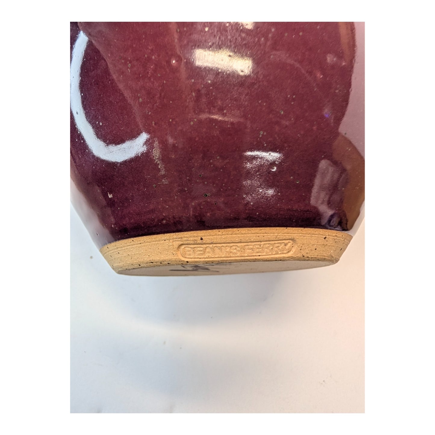 Signed Bean's Ferry Studio Pottery Vase by Carpenter, 2000 Plum Drip Glaze