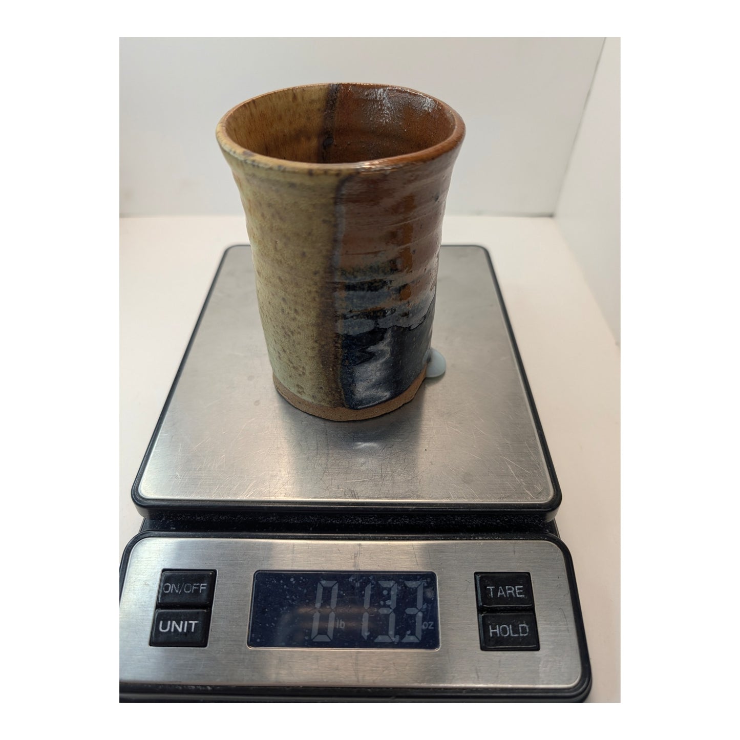 Signed Artisan Studio Pottery Tumbler Wabi Sabi Ceramic Cup 2017