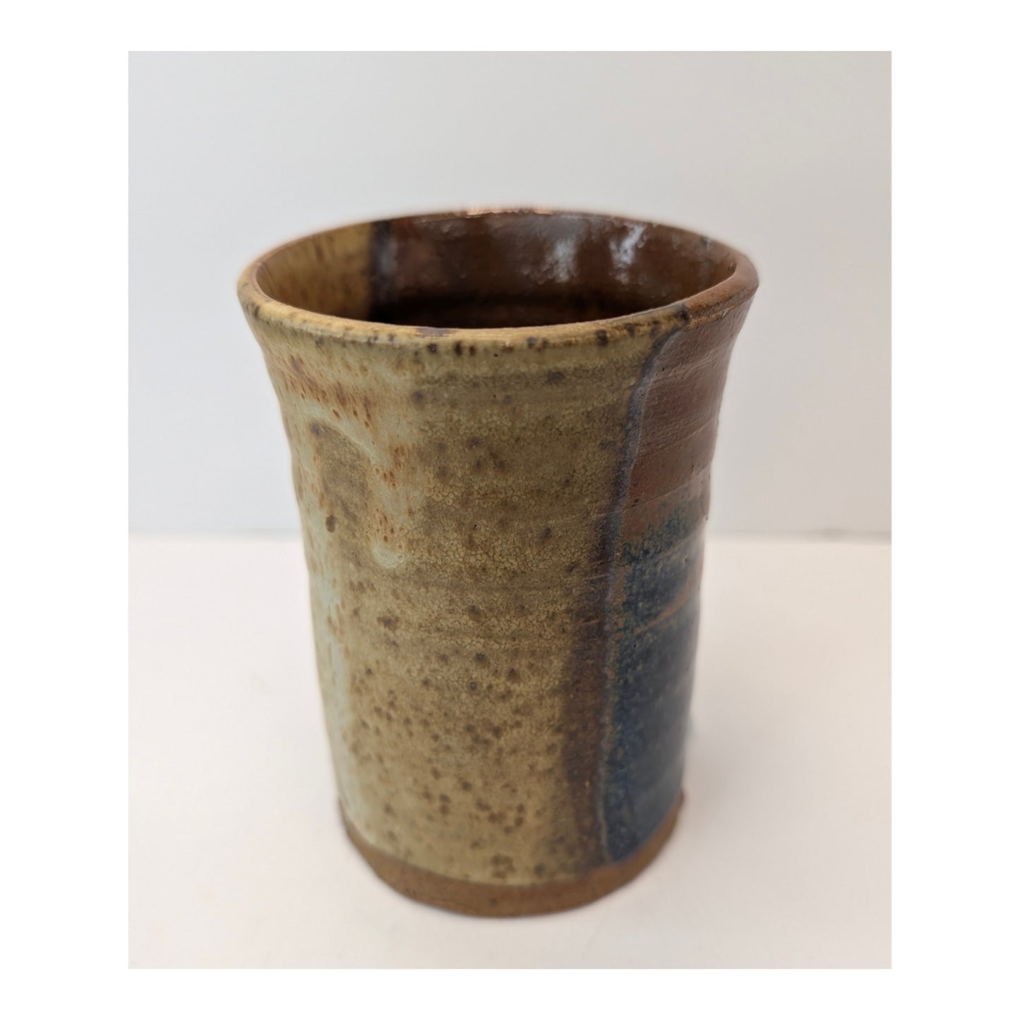 Signed Artisan Studio Pottery Tumbler Wabi Sabi Ceramic Cup 2017