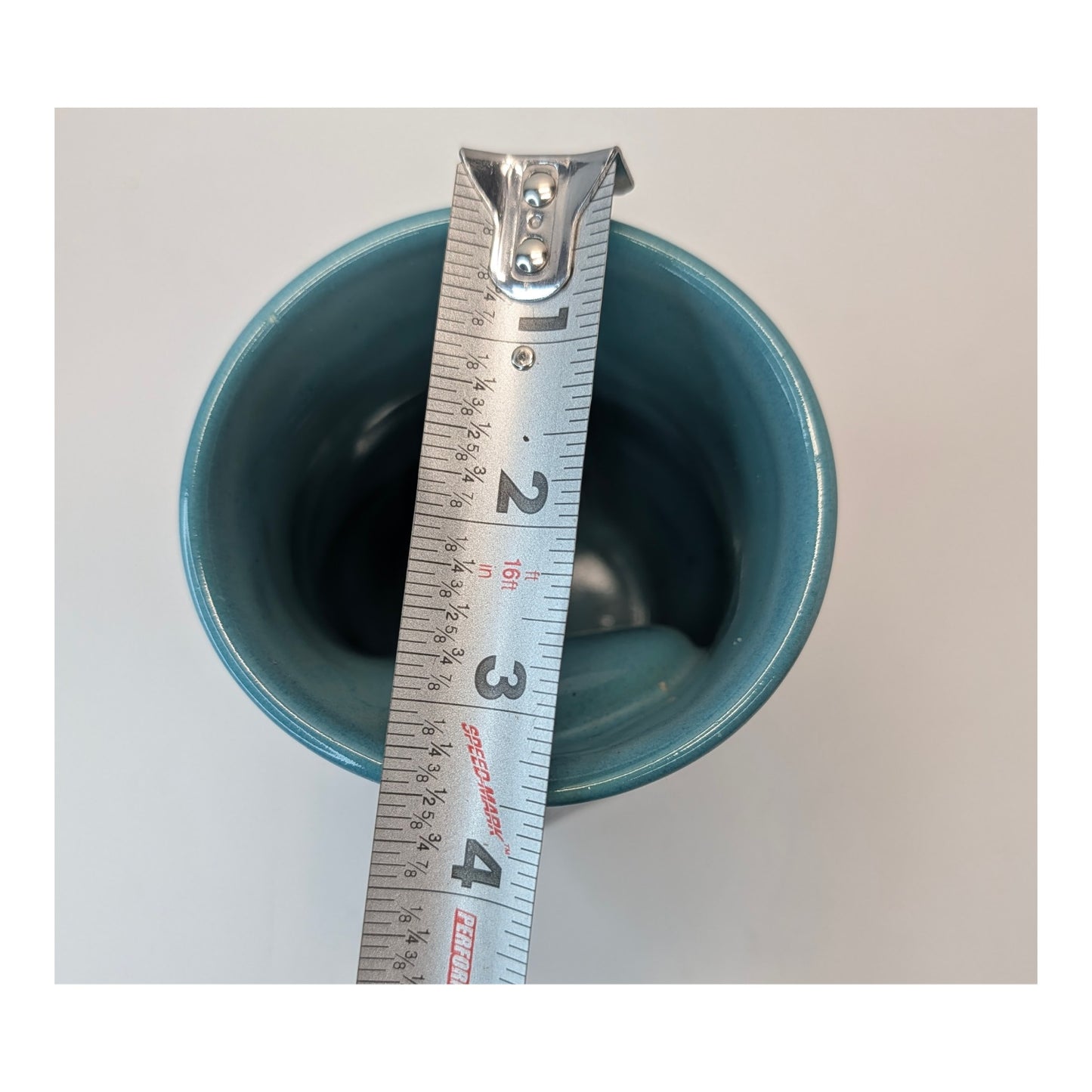 Signed Neher Pottery Hand Warmer Mug, Turquoise & Earth Tone Glaze